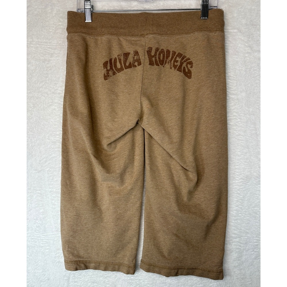 Aeropostale Hula Honeys Sweatpants Womens Small Tan Graphic Wide Leg Crop - Picture 2 of 7